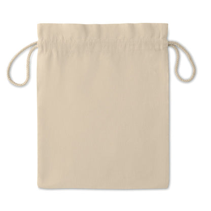 Bolsa color natural de algodón con cierre de cordones