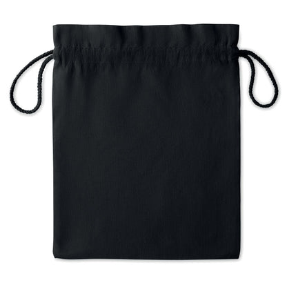 Bolsa mediana de algodón negra con cierre de cordones