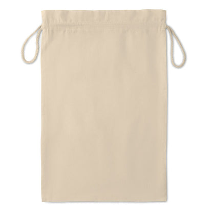 Bolsa beige de algodón natural con cierre de cordón