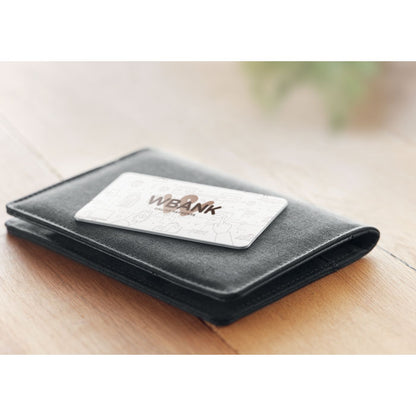 Tarjeta de bloqueo RDIF personalizada con logotipo sobre cartera monedero negro