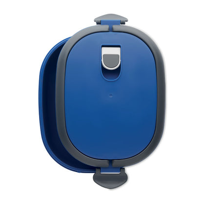 Fiambrera hermética blanca de plástico con asa