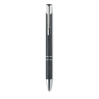 Bolígrafo con pulsador de paja de trigo negro y cromado
