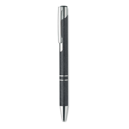 Bolígrafo con pulsador de paja de trigo negro