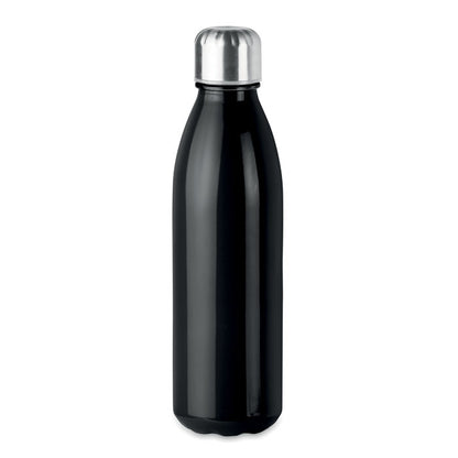 Botella de cristal negro con tapón de acero