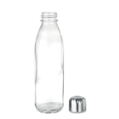 Botella de cristal transp.y tapa de acero al lado