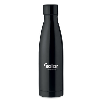 Botella de acero inox. 500 ml negra con logo