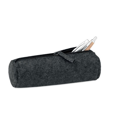 Estuche negro de fieltro abierto  con bolígrafos