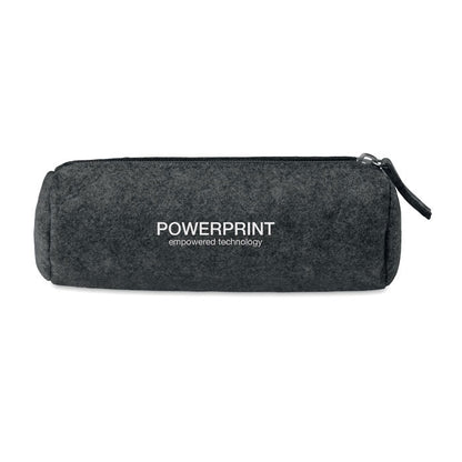 Estuche redondo de fieltro negro personalizado con logotipo
