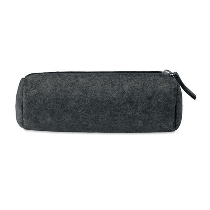Estuche circular de fieltro negro con cierre cremallera