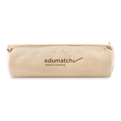  Estuche de algodón natural con cremallera con logo impreso