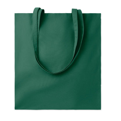 Bolsa de algodón natural verde oscuro con asas largas