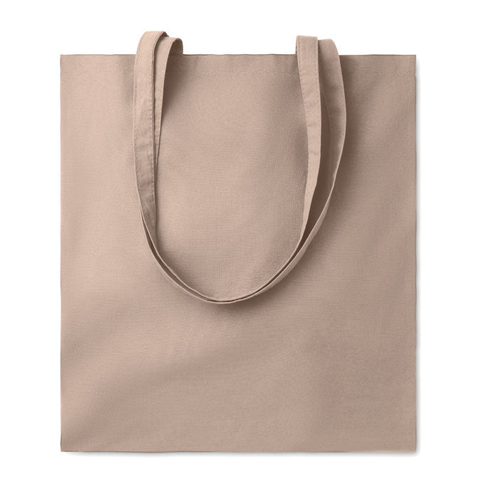 Bolsa de algodón color cuerda con asas largas, dimensiones 38x38x42 cm, peso 0.076 kg.