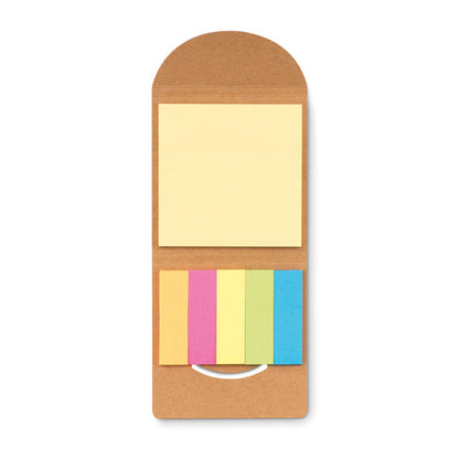 Notas adhesivas de colores con envase de corchi
