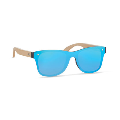 Gafas de sol azules con patillas de bambú
