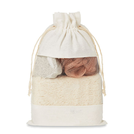 CUIDA SET - Set de baño en bolsa jute