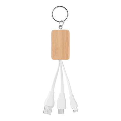 Llavero con carcasa de bambú y 3 conexiones USB