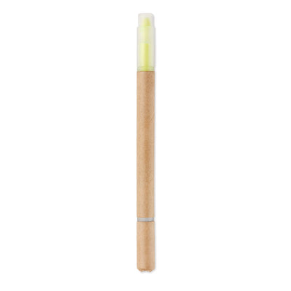 Marcador flúor amarillo con cuerpo de bambú