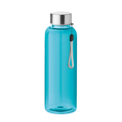 Botella RPET azul con tapa y asa