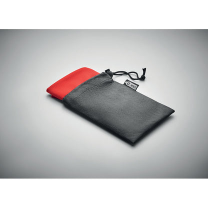 Funda negra de rejilla RPET con toalla roja 