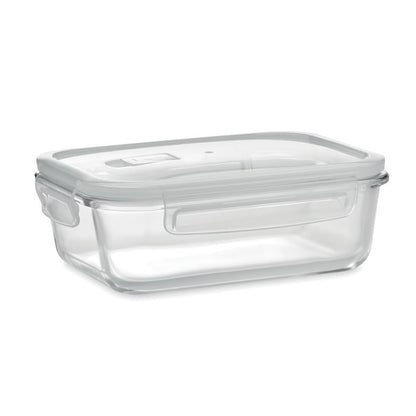 Fiambrera de cristal rectangular con tapa de plástico