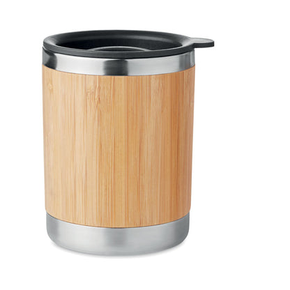 Vaso de bambú y acero con tapa tumbado