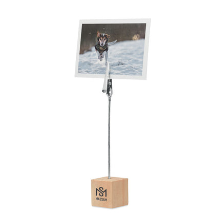 Fotografía en soporte de madera con clip