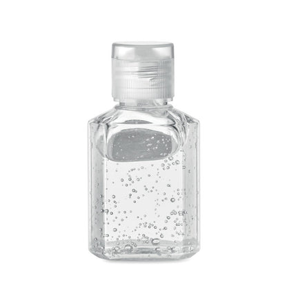 Bote transparente de gel con alcohol para manos