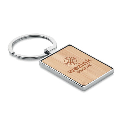 Llavero de metal y madera personalizado con logotipo