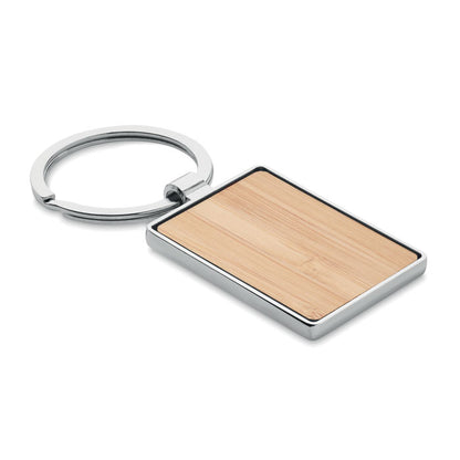 Llavero rectangular de zinc y madera