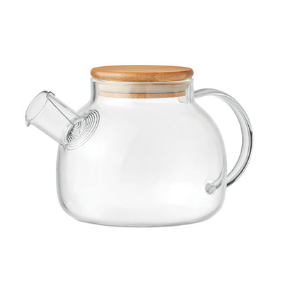 Tetera de vidrio con tapadera de madera