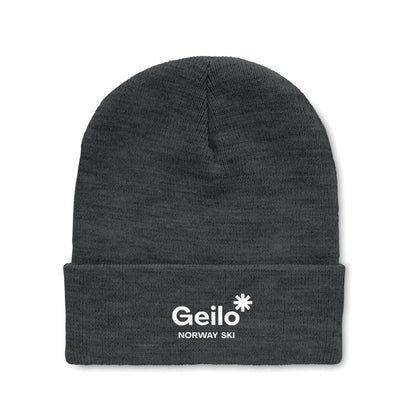 Gorro de RPET negro con puño con logo impreso