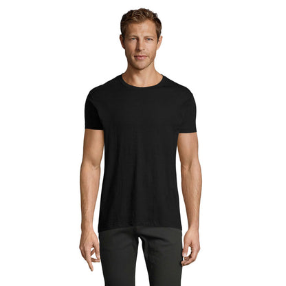 Imagen lateral de camiseta de algodón gris oscuro