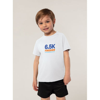 Camiseta deportiva infantil azul, imagen de frente.