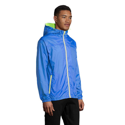 Cortavientos unisex verde vista tres cuartos derecha