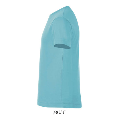 Imagen lateral de camiseta azul cielo para niño sin persona