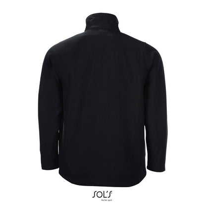 Chaqueta negra de manga larga vista trasera con cuello alto.
