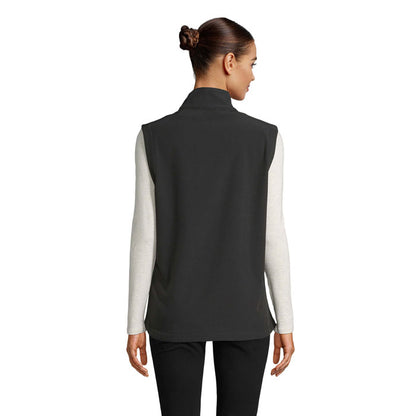 Chaleco softshell para mujer color rojo con cremallera frontal
