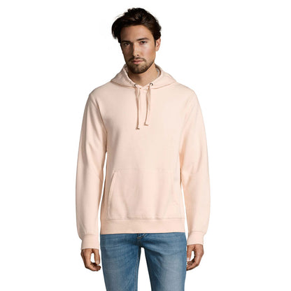 Sudadera con capucha negra de hombre, vista frontal sobre fondo blanco.