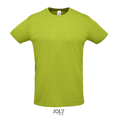 Camiseta de algodón verde lima colocada sola, vista de pecho.