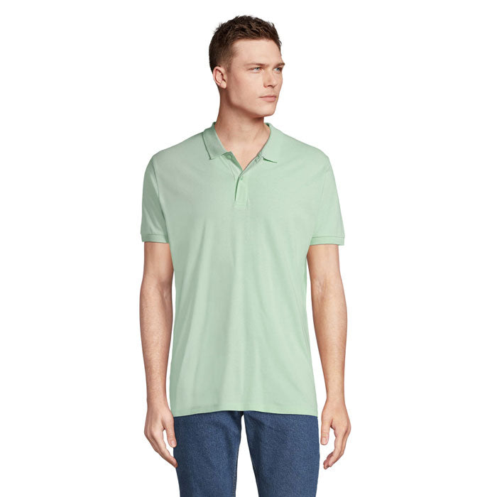 PLANET MEN - PLANET HOMBRE Polo 170g en color verde claro, confeccionado en algodón orgánico, estilo clásico.
