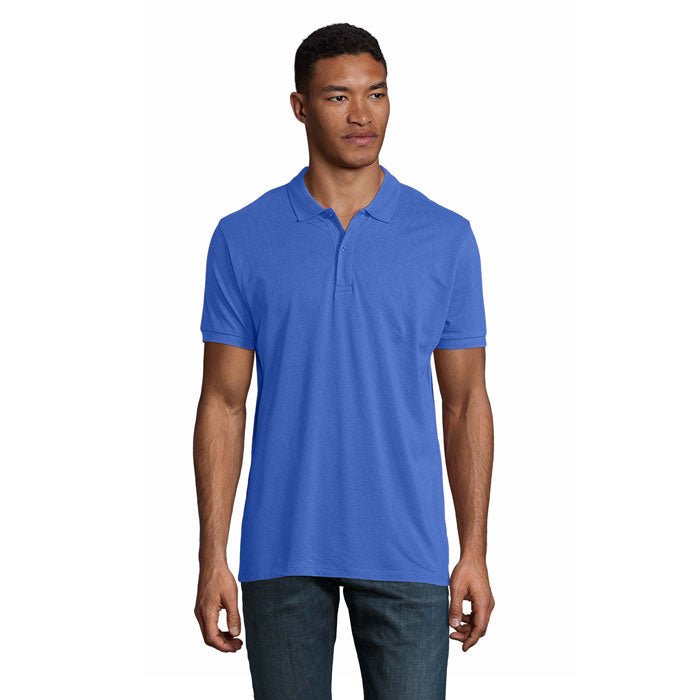 PLANET MEN - PLANET HOMBRE Polo 170g en color azul, modelo masculino con mangas cortas y cuello de canalé.