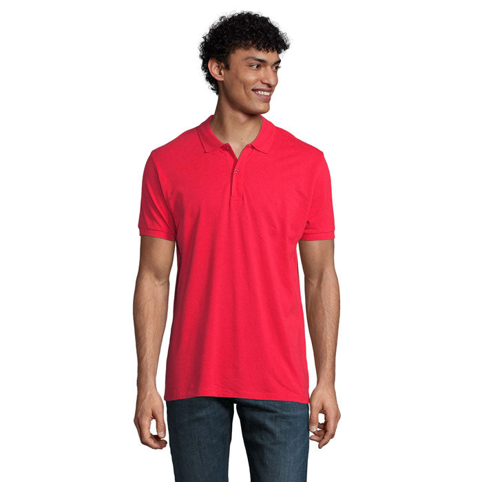 PLANET MEN - PLANET HOMBRE Polo 170g en color rojo, modelo masculino con mangas cortas y ajuste cómodo.
