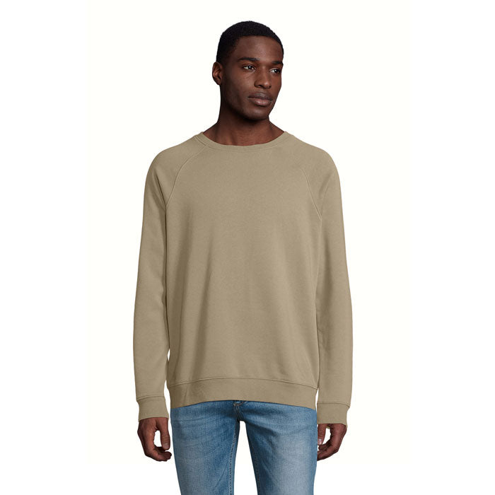 Sudadera beige de cuello redondo y manga larga