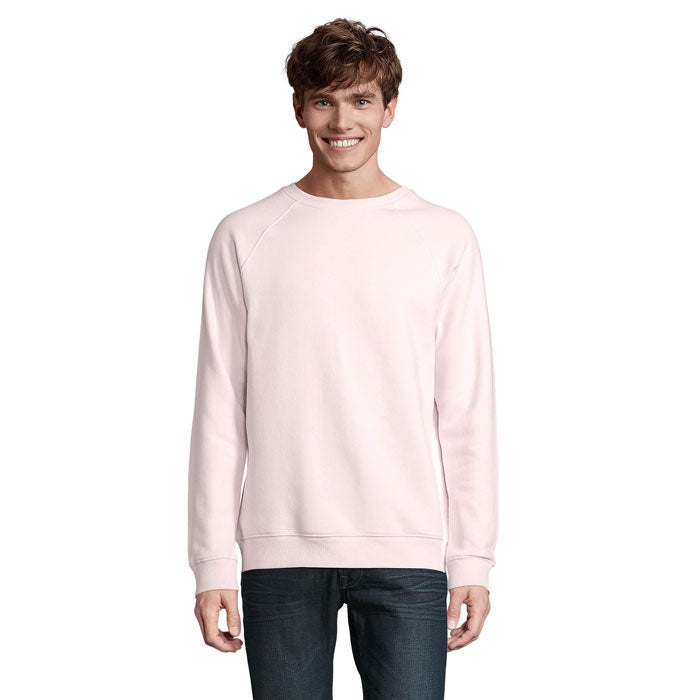 Sudadera rosa claro de cuello redondo y puños acanalados