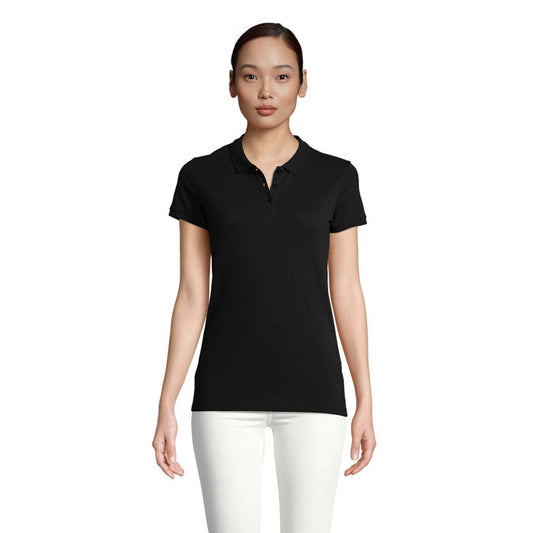 PLANET WOMEN - PLANET WOMEN Polo 170g en color negro, con cuello acanalado y mangas cortas