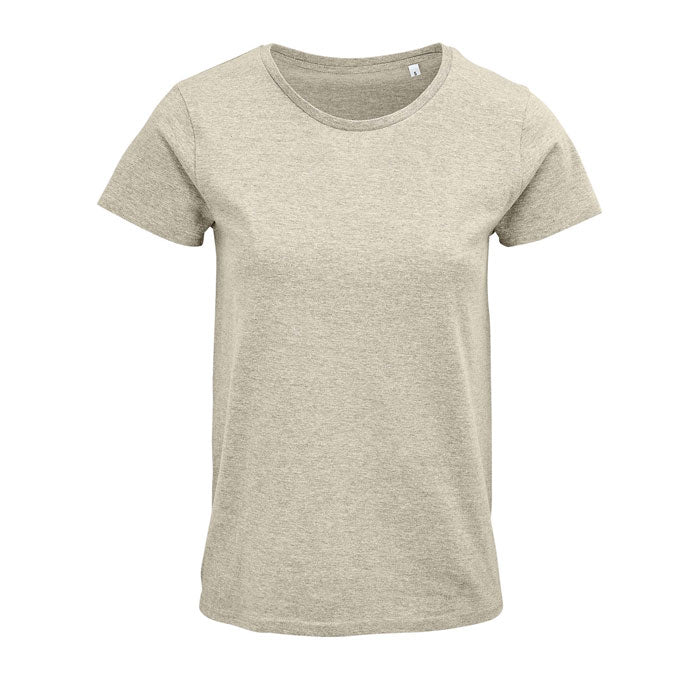 Camiseta ajustada de cuello redondo en color verde claro, fabricada en algodón orgánico con acabado suave. Ideal para uso diario.