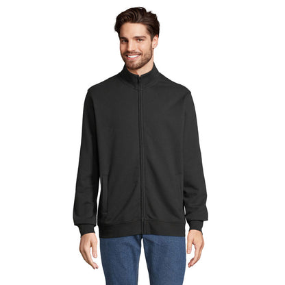 Sudadera negra unisex vista frontal recta con modelo