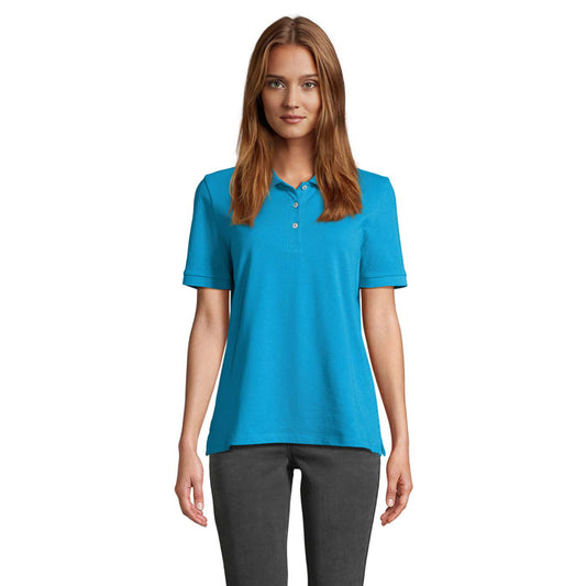 PACIFIC WOMEN - PACIFIC POLO MUJER, polo mujer de algodón en azul, manga corta y cómodo corte.