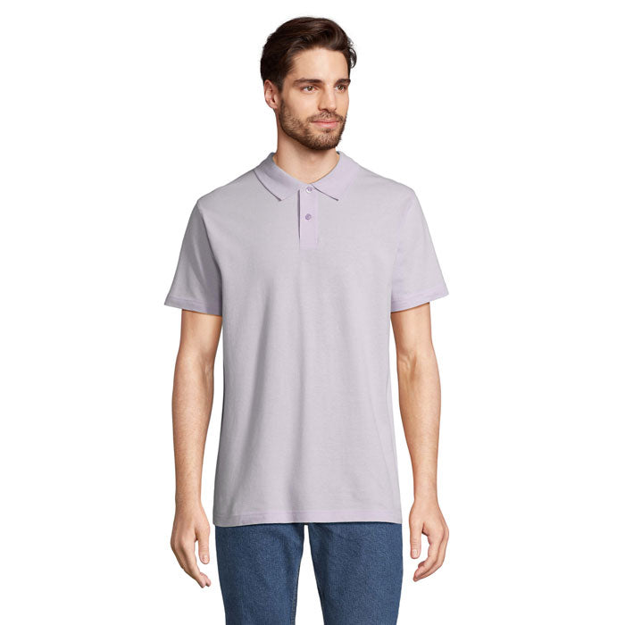 PULSE - PULSE UNISEX POLO en color lila, con cuello de canalé y manga corta para hombre.