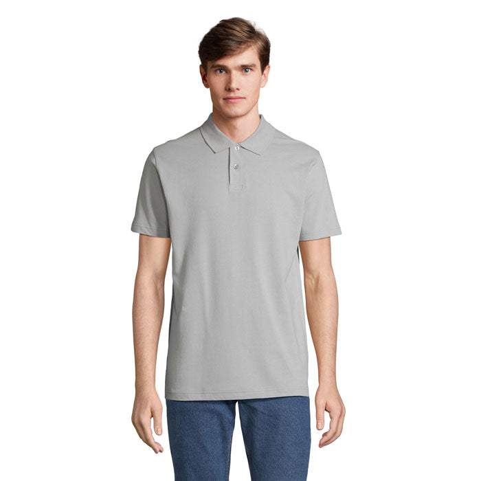 PULSE - PULSE UNISEX POLO, polo unisex de algodón en color gris claro, modelo de corte moderno con cuello. 